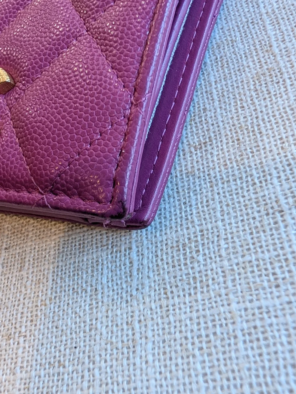 Chanel Quilted Small Wallet in Plum with Gold CC Logo
